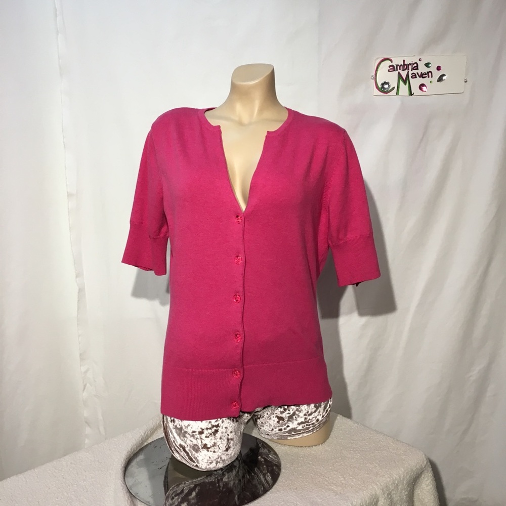 Kersh short-sleeved pink v-neck cardigan